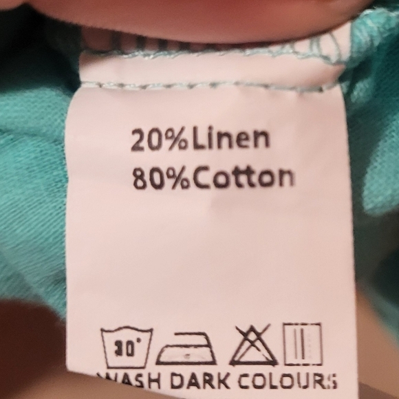 PaintColors Women's Teal Long Sleeve Button Linen Cotton Blend Shirt Size XXL - Picture 6 of 6